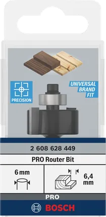 Frez do wręgowania Bosch PRO 6,4 mm do precyzyjnego cięcia drewna.